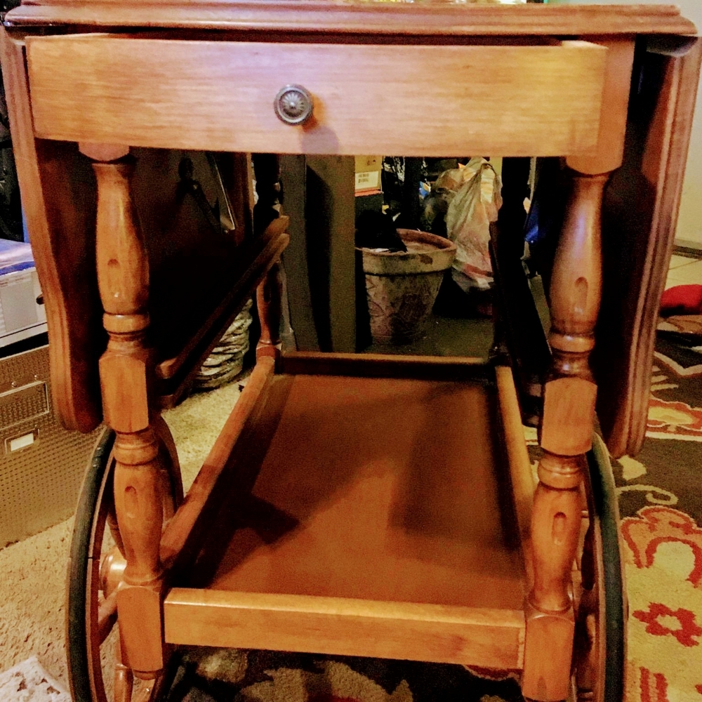 Antique rolling tea cart
